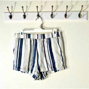 Summer shorts vertical striped blue and white